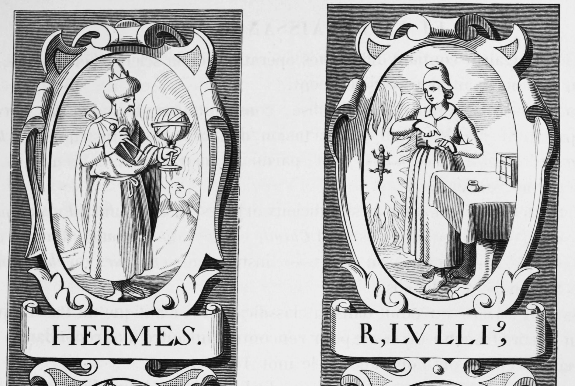 19th-century engravings representing Hermes Trismegistus and Ramon Llull, from the Le Moyen Âge et la Renaissance, tome II