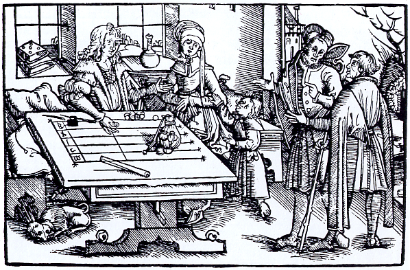 Historical illustration of a counting board